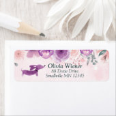 Dachshund Floral Return Address Label Paars (Insitu)