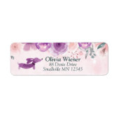 Dachshund Floral Return Address Label Paars (Voorkant)