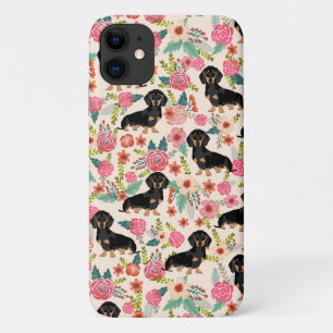 Dachshund Florals dog Black and tan iPhone 11 Hoesje