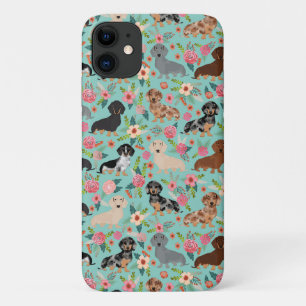dachshund florals mint iPhone 11 hoesje