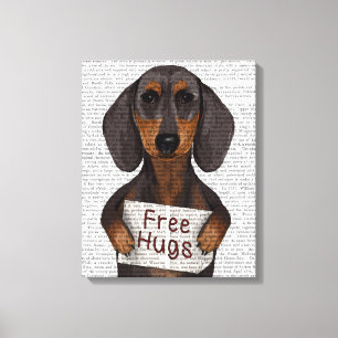 Dachshund Free Hugs Canvas Afdruk