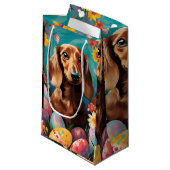 Dachshund Gelukkig Pasen Klein Cadeauzakje (Voorkant Gekanteld)