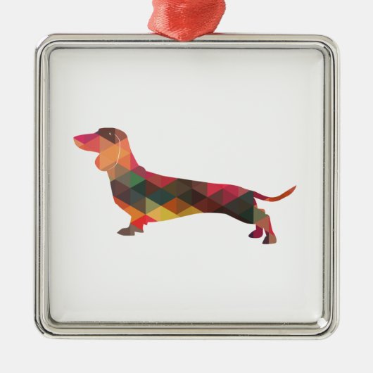 Dachshund Geometric Pattern Silhouette Metalen Ornament (Voorkant)