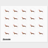 Dachshund Geometric Pattern Silhouette Ronde Sticker (Vel)
