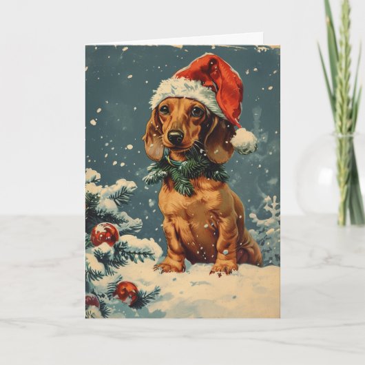 Dachshund  gepersonaliseerde kerst feestdagen kaart (Voorkant)
