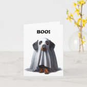 Dachshund Ghost Halloween Kaart (Gele Bloem)