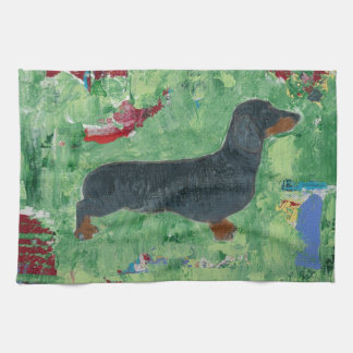 Dachshund Gifts Wiener Dog Modern Abstracte Kunst Theedoek