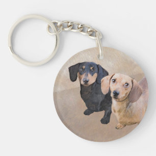 Dachshund (Gladhaar) Schilderij - Originele Honden Sleutelhanger