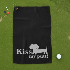 Dachshund Golf Towel Funny Kiss My Putt Wiener Dog Golfhanddoek