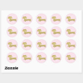 Dachshund Goud & Roze Stickers Weiner Dog Feestje (Vel)