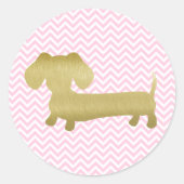 Dachshund Goud & Roze Stickers Weiner Dog Feestje (Voorkant)