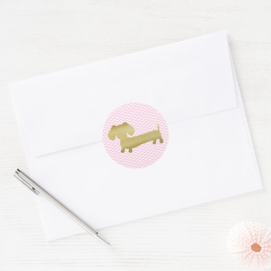 Dachshund Goud & Roze Stickers Weiner Dog Feestje (Envelop)