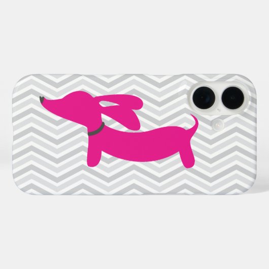 Dachshund + Gray Chevron Case-Mate iPhone Case (Achterkant (horizontaal))