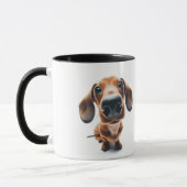Dachshund gros plan Mug avec votre nom (Gauche)