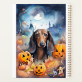 Dachshund Halloween avec citrouilles effrayant (Dos)