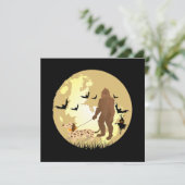 Dachshund Halloween Bigfoot loopt met een Dachshun Kaart (Staand voorkant)