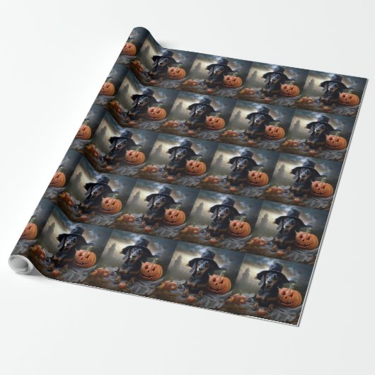 Dachshund Halloween eng Cadeaupapier (Uitgerold)