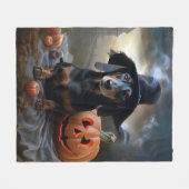 Dachshund Halloween eng Fleece Deken (Voorkant (Horizontaal))