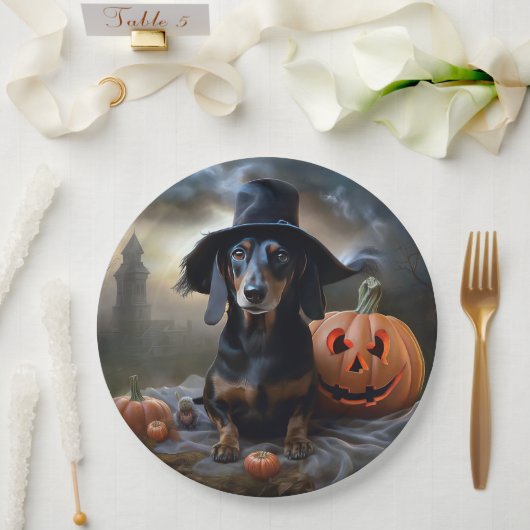 Dachshund Halloween eng Papieren Bordje (Huwelijk)