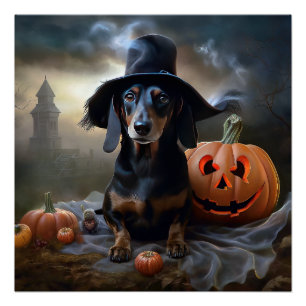 Dachshund Halloween eng Perfect Poster