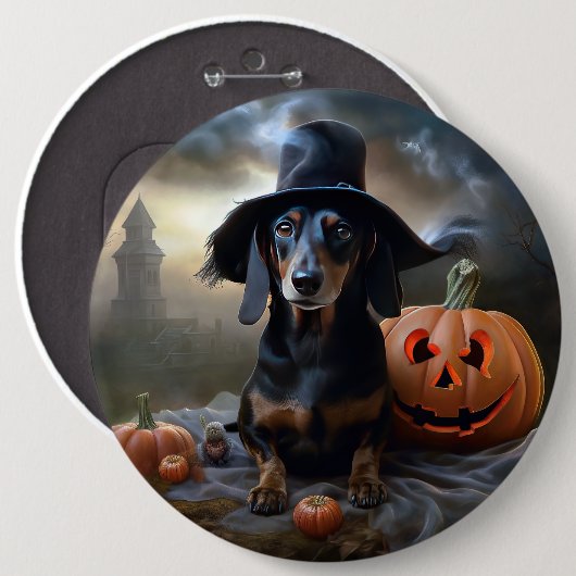 Dachshund Halloween eng Ronde Button 6,0 Cm (Voorkant /achterkant)