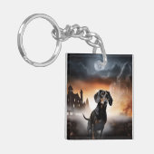 Dachshund Halloween eng Sleutelhanger (Voorkant Links)