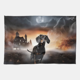 Dachshund Halloween eng Theedoek
