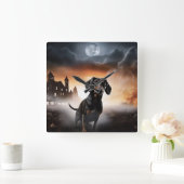 Dachshund Halloween eng Vierkante Klok (Huis)