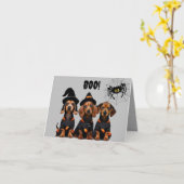 Dachshund Halloween Kaart (Gele Bloem)