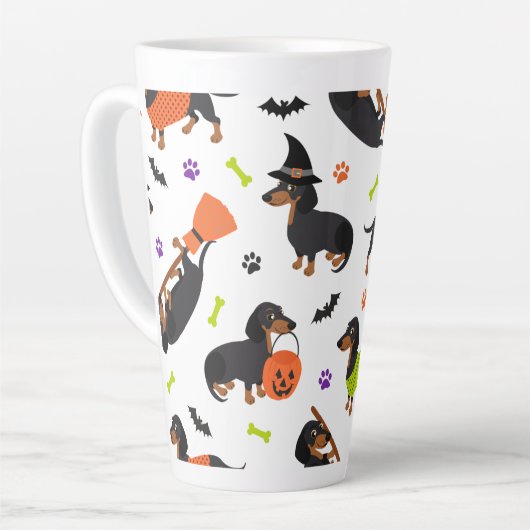 Dachshund Halloween Latte Mok (Linkerhoek)