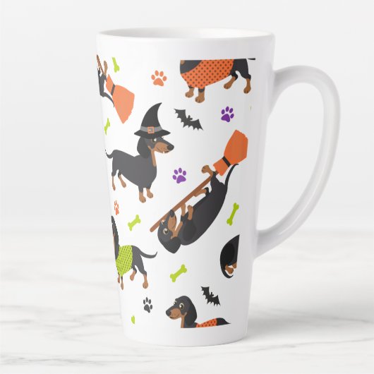 Dachshund Halloween Latte Mok (Rechts)