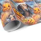 Dachshund Halloween met pompoenen eng Cadeaupapier (Rol Hoek)