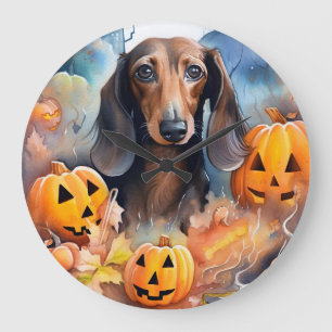 Dachshund Halloween met pompoenen eng Grote Klok