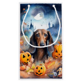Dachshund Halloween met pompoenen eng Klein Cadeauzakje (Achterkant)