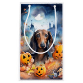 Dachshund Halloween met pompoenen eng Klein Cadeauzakje (Voorkant)