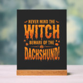 Dachshund Halloween Sorcière Avertissement Typogra (Neutre)