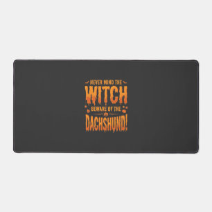 Dachshund Halloween Sorcière Avertissement Typogra