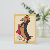 Dachshund Halloween Vampire Briefkaart (Staand voorkant)