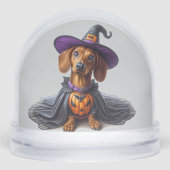 Dachshund Halloween Witch Globe des neiges (Avant)