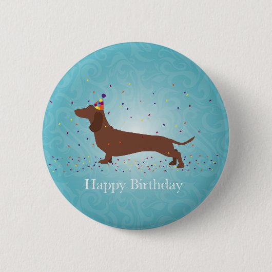 Dachshund - Happy Birthday Design Ronde Button 5,7 Cm (Voorkant)