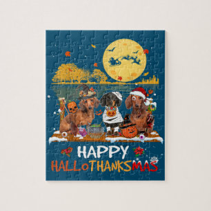 Dachshund Happy Hanksmas Halloween Thanksgiv Legpuzzel