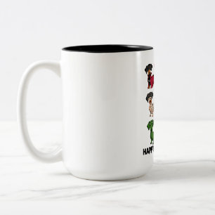 Dachshund Happy Hhalweiner Funny Dog Halloween Tweekleurige Koffiemok