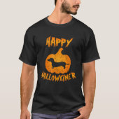 Dachshund Happy Hhalweiner Funny Halloween Pumpki T-shirt (Voorkant)