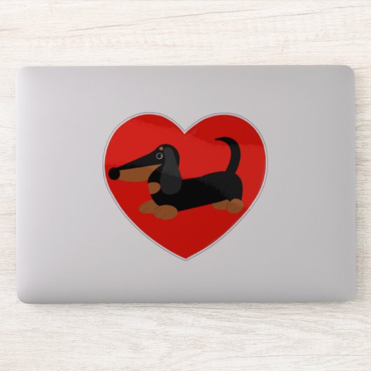 Dachshund Hart Vinyl Sticker (Computer)