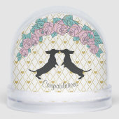 Dachshund Hartrozen Gefeliciteerd Sneeuwbol (Voorkant)