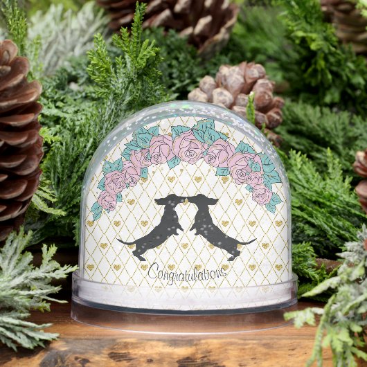 Dachshund Hartrozen Gefeliciteerd Sneeuwbol (Winter)