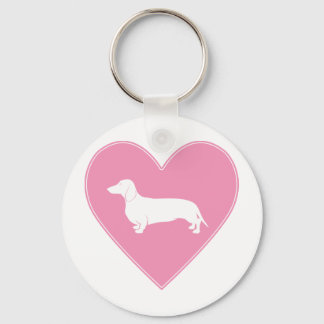 Dachshund Heart Classic Pink Sleutelhanger