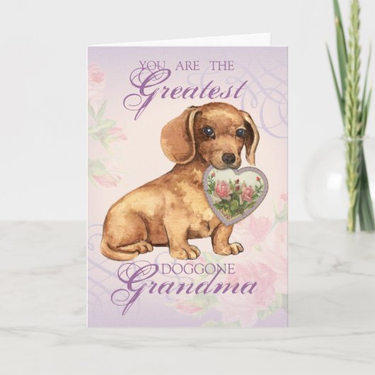 Dachshund Heart Grandma Kaart (Voorkant)