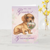 Dachshund Heart Grandma Kaart (Gele Bloem)