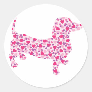 Dachshund Hearts Ronde Sticker
